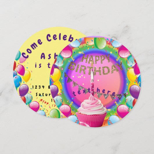 Invitation de fête d'anniversaire (Devant / Derrière)