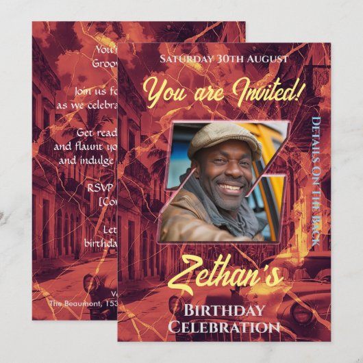 Invitation de fête d'anniversaire (Devant / Derrière)