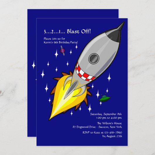 Invitation de fête d'anniversaire (Devant / Derrière)