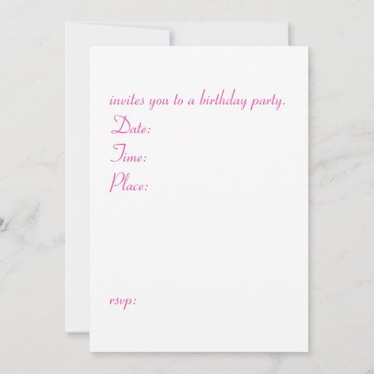 Invitation de fête d'anniversaire (Dos)