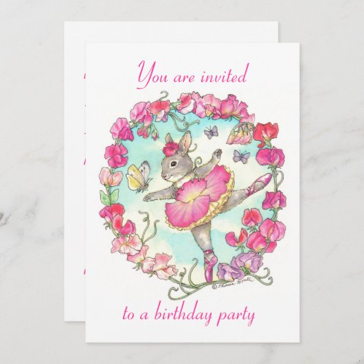 Invitation de fête d'anniversaire (Devant / Derrière)