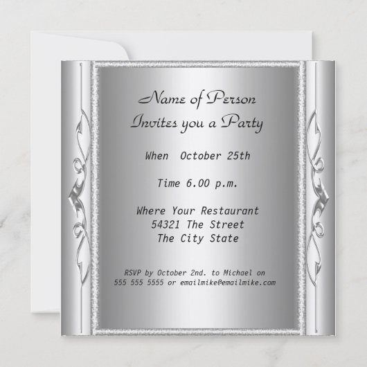 Invitation de fête d'anniversaire (Dos)