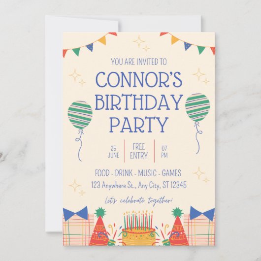 Invitation de fête d'anniversaire (Devant)