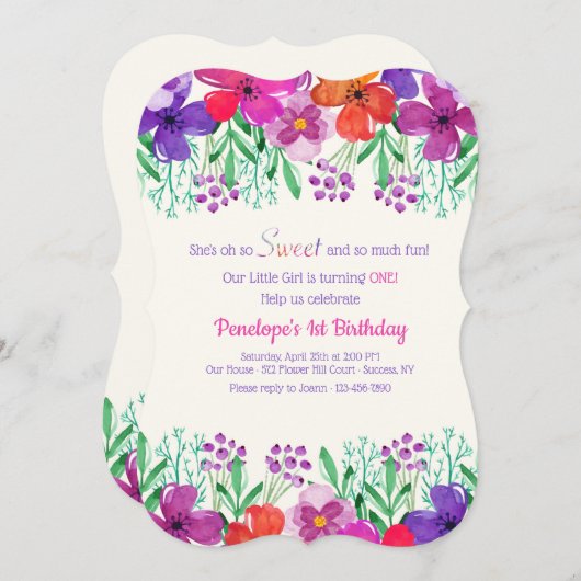 Invitation de fête d'anniversaire (Devant / Derrière)