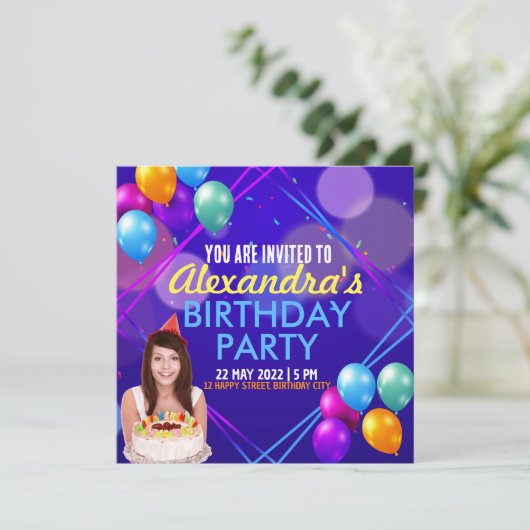 Invitation de fête d'anniversaire (Debout devant)