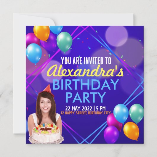 Invitation de fête d'anniversaire (Devant)