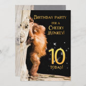 Invitation de fête d'anniversaire 10, avec orangou (Devant / Derrière)