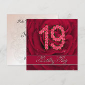 Invitation de fête d'anniversaire 19 ans avec des (Devant / Derrière)