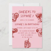 Invitation de fête d'anniversaire 30 ans Cocktail (Devant)