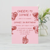 Invitation de fête d'anniversaire 30 ans Cocktail (Debout devant)