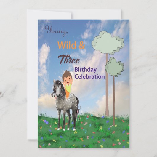 Invitation de fête d'anniversaire 3 ans Garçon (Devant)