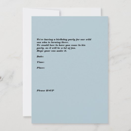 Invitation de fête d'anniversaire 3 ans Garçon (Dos)