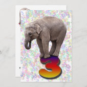 Invitation de fête d'anniversaire 3, avec des élép (Devant / Derrière)