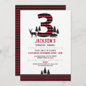 Invitation de fête d'anniversaire 3 de flanelle de (Devant / Derrière)