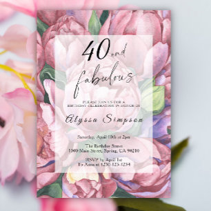 Invitation de fête d'anniversaire 40 ans Floral Vi