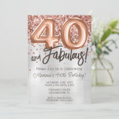 Invitation de fête d'anniversaire 40 ans Rose Gold (Debout devant)