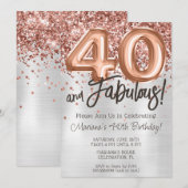 Invitation de fête d'anniversaire 40 ans Rose Gold (Devant / Derrière)