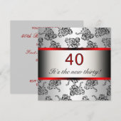 Invitation de fête d'anniversaire 40 ans rouge sur (Devant / Derrière)