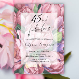 Invitation de fête d'anniversaire 45 ans Floral Vi