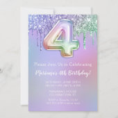 Invitation de fête d'anniversaire 4e Parties scint (Devant)