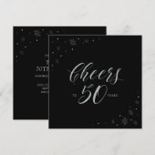 Invitation de fête d'anniversaire 50 ans Silver & (Devant / Derrière)