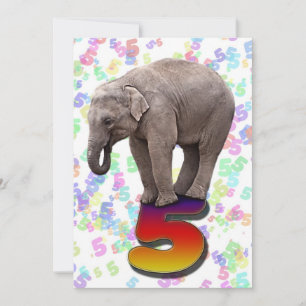 Invitation de fête d'anniversaire 5, avec des élép