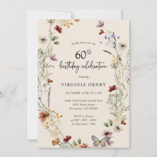 Invitation de fête d'anniversaire 60 ans Floral