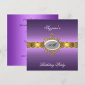 Invitation de fête d'anniversaire 60 ans Violet (Devant / Derrière)