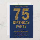 Invitation de fête d'anniversaire 75 ans avec pail (Devant)