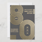 Invitation de fête d'anniversaire 80 ans rétro géo (Devant)