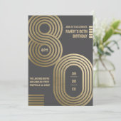 Invitation de fête d'anniversaire 80 ans rétro géo (Debout devant)