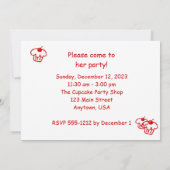 Invitation de fête d'anniversaire, à deux côtés, D (Dos)