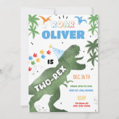 Invitation de fête d'anniversaire à deux Rex Dinos (Devant)