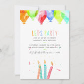 Invitation de fête d'anniversaire à l'aquarelle te (Devant)