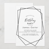 Invitation de fête d'anniversaire à l'écriture mod (Devant / Derrière)