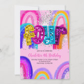 Invitation de fête d'anniversaire à paillettes arc (Devant)