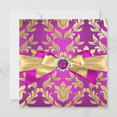 Invitation de fête d'anniversaire à ruban en damas (Dos)