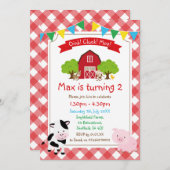 Invitation de fête d'anniversaire à thème agricole (Devant / Derrière)