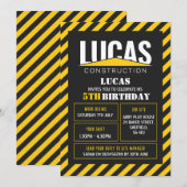 Invitation de fête d'anniversaire à thème de const (Devant / Derrière)