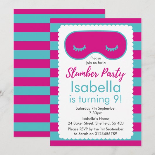 Invitation de fête d'anniversaire à thème de la fê (Devant / Derrière)