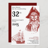Invitation de fête d'anniversaire à thème pirate (Devant / Derrière)