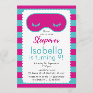 Invitation de fête d'anniversaire à thème Sleepove