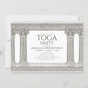 Invitation de fête d'anniversaire à toga avec colo