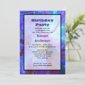 Invitation de fête d'anniversaire Abstraite bleue  (Debout devant)