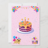 Invitation de fête d'anniversaire animé et festif (Dos)