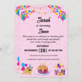 Invitation de fête d'anniversaire animé et festif (Devant / Derrière)