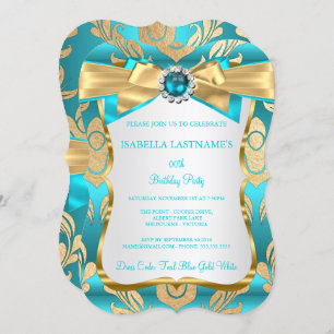 Invitation de fête d'anniversaire Aqua Turquoise B