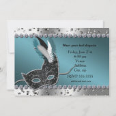 Invitation de fête d'anniversaire argent sarcelle  (Dos)