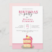 Invitation DE FÊTE D'ANNIVERSAIRE, ART DE GÂTEAU R (Devant / Derrière)