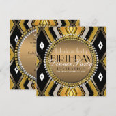 Invitation de fête d'anniversaire Art Déco fabuleu (Devant / Derrière)